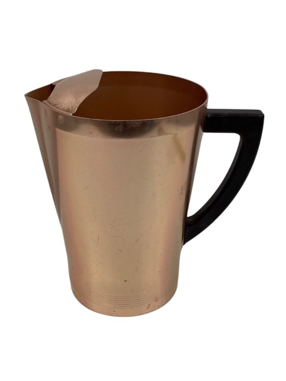 Vintage Art Deco Copper Tone Pitcher West Bend Aluminum Bakelite Handle 1 Qt